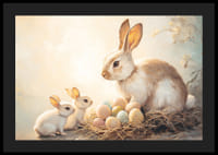 A poster with bunnies and colorful Easter eggs in a warm spring glow-4