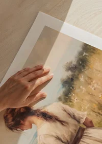 A poster with a woman in a blooming meadow that exudes peace and harmony-9