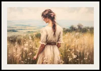 A poster with a woman in a blooming meadow that exudes peace and harmony-2