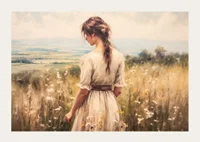 A poster with a woman in a blooming meadow that exudes peace and harmony-3