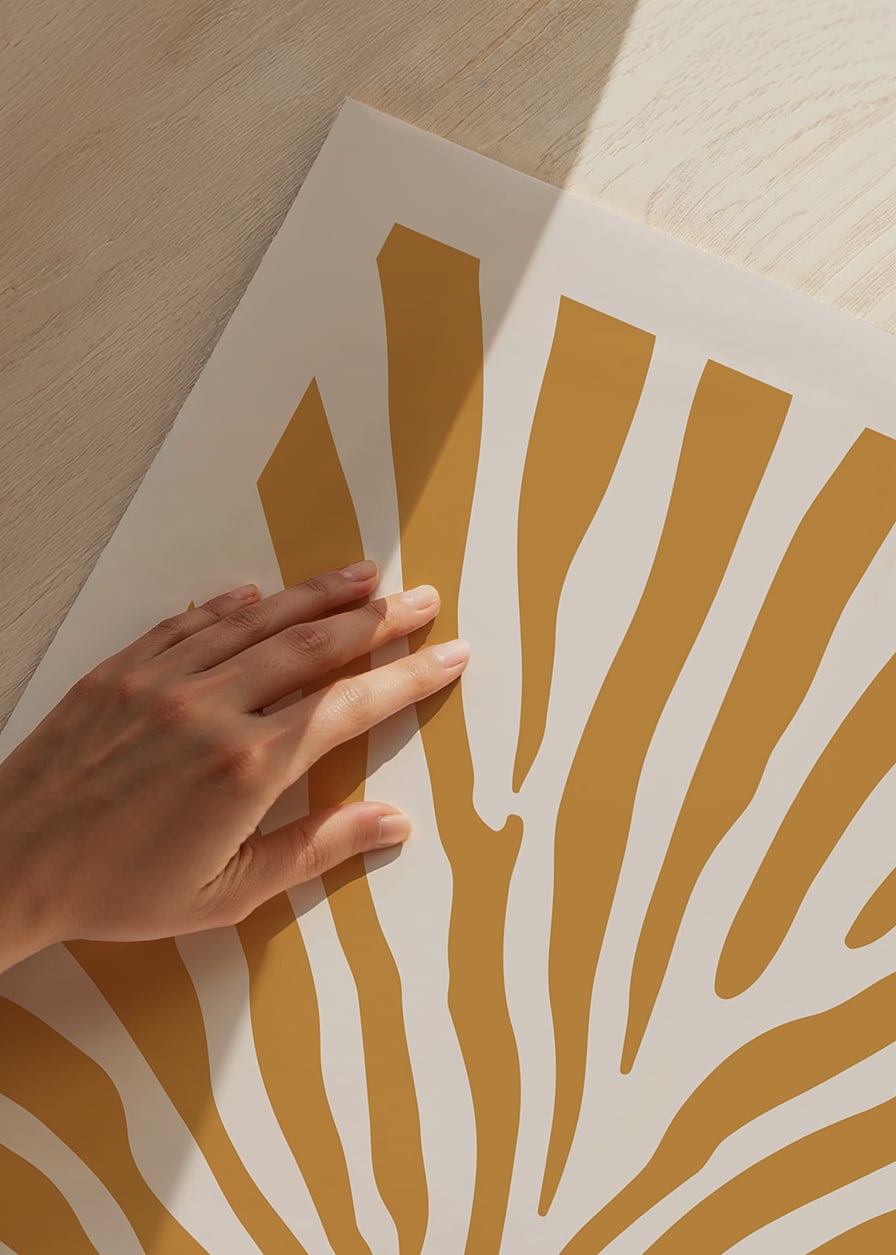 Poster with an abstract wavy pattern of white lines flowing like a stream-12