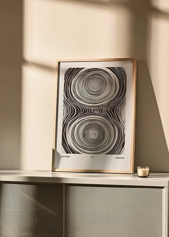 Poster with an abstract illustration of movement symbolizing memory-12