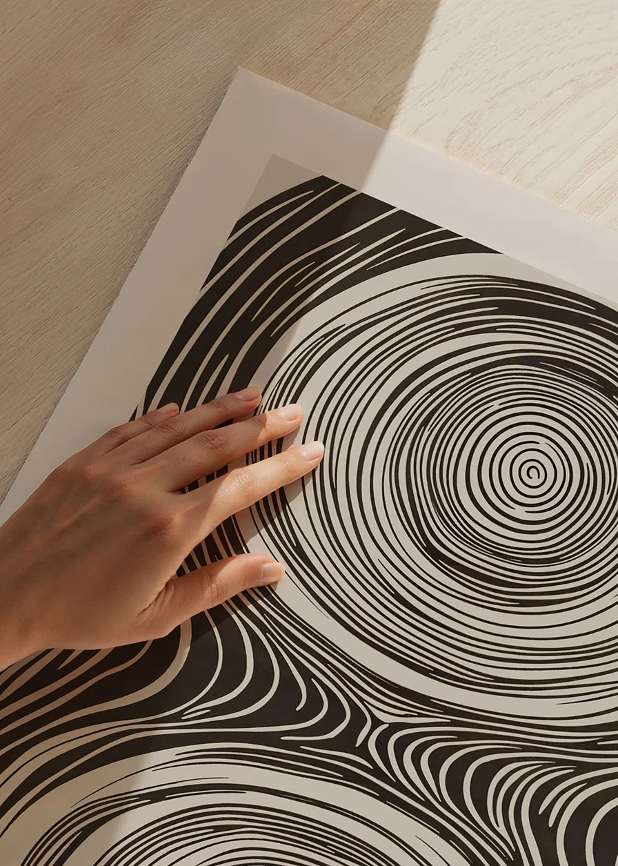 Poster with an abstract illustration of movement symbolizing memory-12