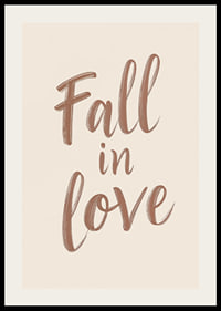 Poster with a typographic illustration of the text "Fall in love"-2