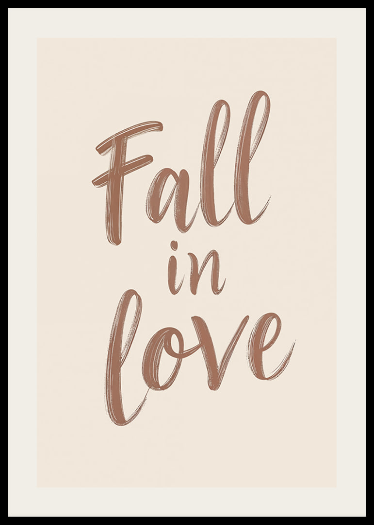 Poster with a typographic illustration of the text "Fall in love"-12