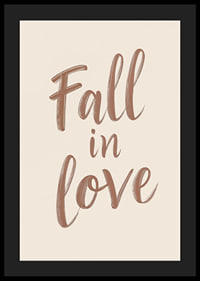 Poster with a typographic illustration of the text "Fall in love"-4