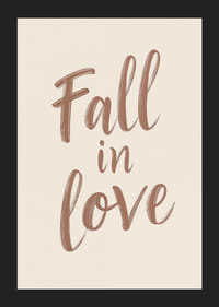 Poster mit einer typografischen Illustration des Textes „Fall in love“-5