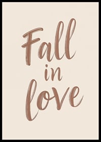 Poster with a typographic illustration of the text "Fall in love"-6