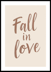 Poster with a typographic illustration of the text "Fall in love"-0