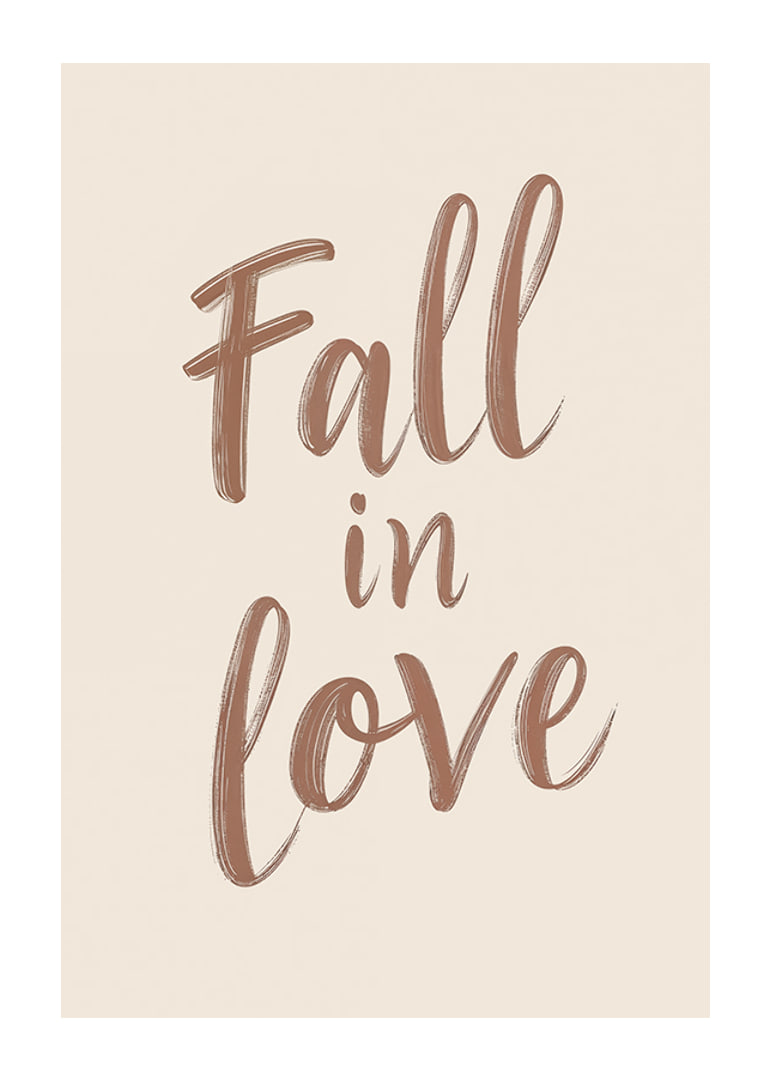 Poster with a typographic illustration of the text "Fall in love"-12