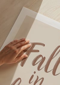 Poster with a typographic illustration of the text "Fall in love"-9