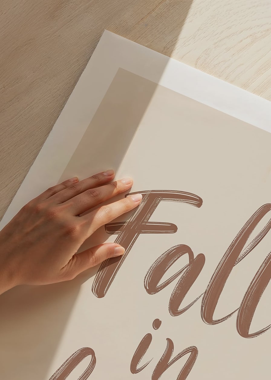 Poster with a typographic illustration of the text "Fall in love"-12