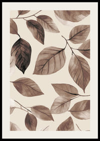 Poster with a painting of falling leaves in brown tones-2