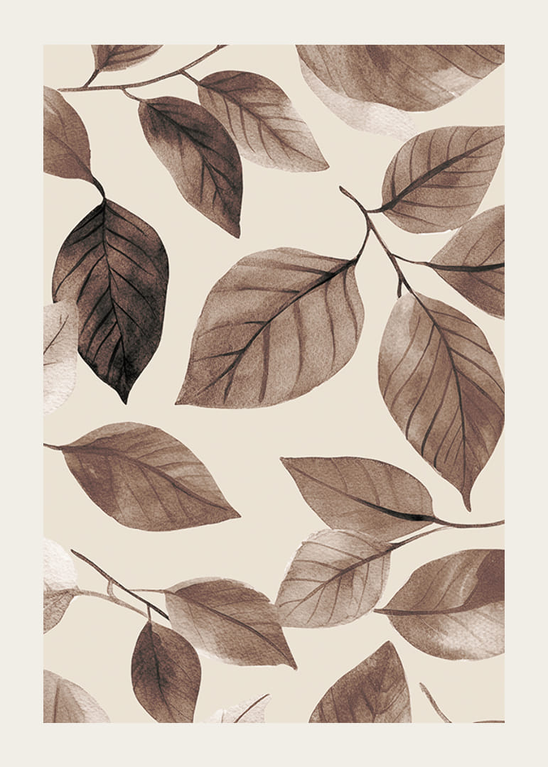 Poster with a painting of falling leaves in brown tones-12