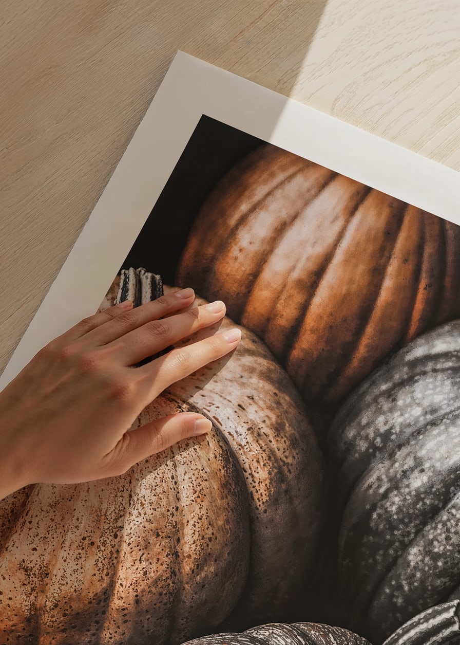 Poster with a picture of rustic pumpkins-12
