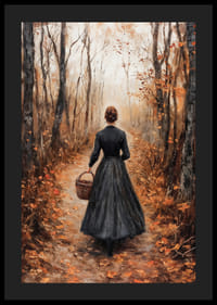Poster with a painting of a woman in an autumn forest-4