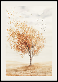 Poster with a watercolor painting of a tree in autumn colors-2