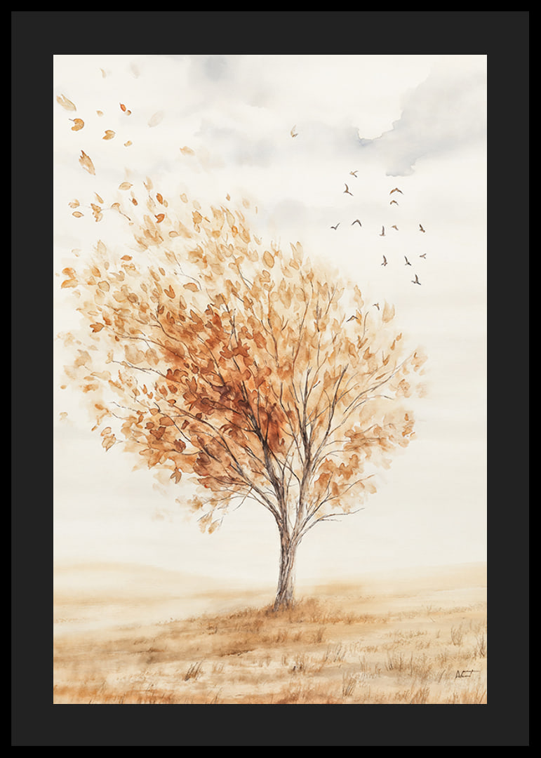 Poster with a watercolor painting of a tree in autumn colors-12