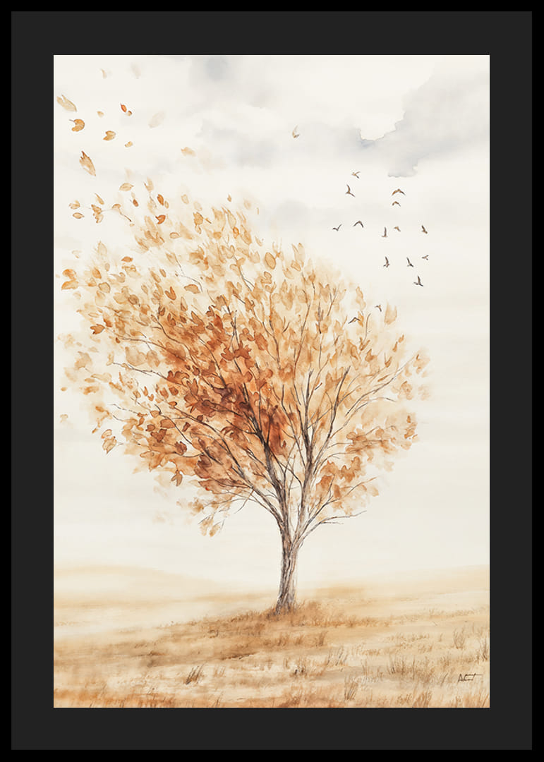 Poster med en akvarellmålning av ett träd i höstfärger-12