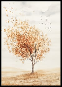Poster with a watercolor painting of a tree in autumn colors-6