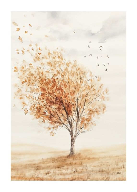 Poster Autumn Breeze A Tree in Motion
