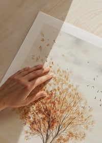 Poster with a watercolor painting of a tree in autumn colors-9