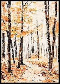Poster with a watercolor painting of an autumn forest-6