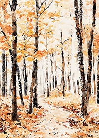 Poster with a watercolor painting of an autumn forest-7