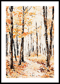 Poster with a watercolor painting of an autumn forest-0