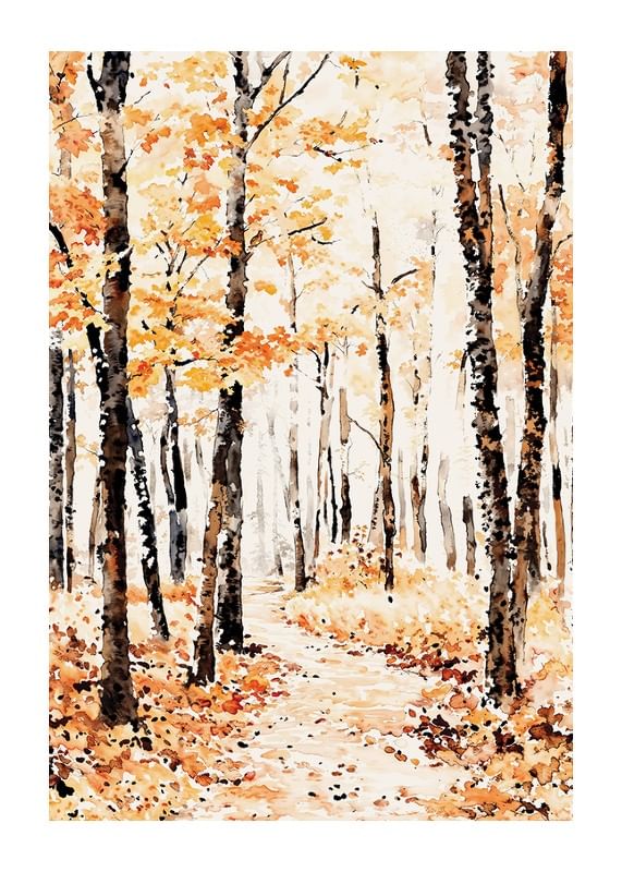 Poster Aquarelle Autumn Pathway