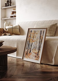 Poster with a watercolor painting of an autumn forest-8