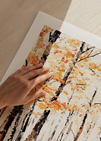 Poster with a watercolor painting of an autumn forest-9
