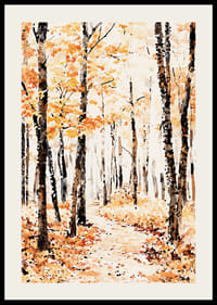 Poster med en målning i vattenfärg av en höstskog-2