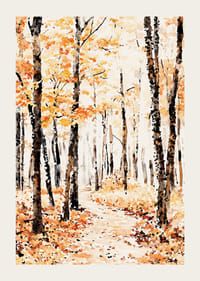 Poster med en målning i vattenfärg av en höstskog-3