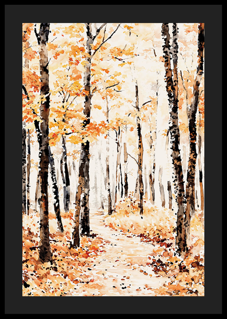 Poster med en målning i vattenfärg av en höstskog-12