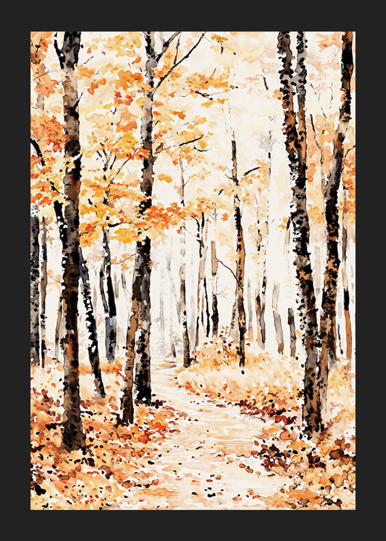 Poster med en målning i vattenfärg av en höstskog-12