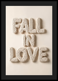 Poster with the text "Fall in love" written in crocheted letters-4