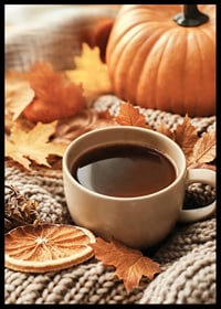 Poster with a cozy autumn feeling with coffee and leaves-6