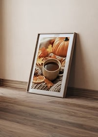 Poster with a cozy autumn feeling with coffee and leaves-8