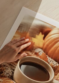 Poster with a cozy autumn feeling with coffee and leaves-9