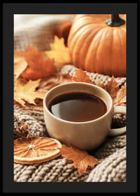 Plakat med koselig høstfølelse med kaffe og løv-4
