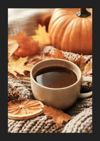 Plakat med koselig høstfølelse med kaffe og løv-5