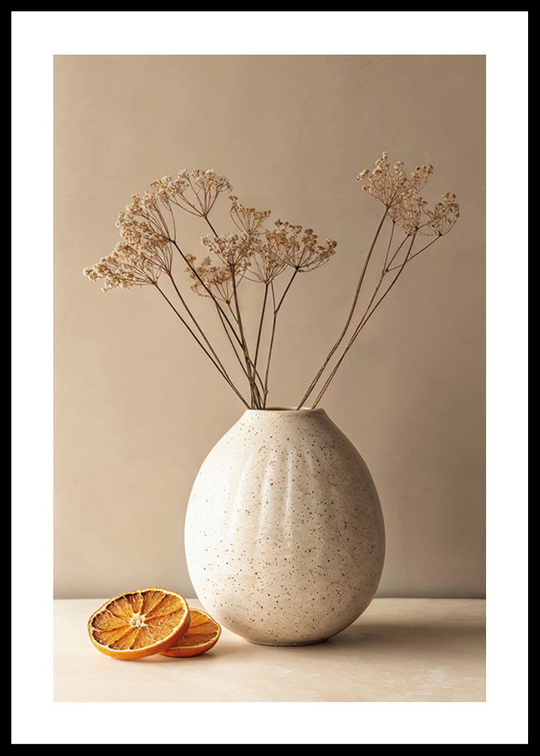 Poster with a rustic vase of dried flowers-12