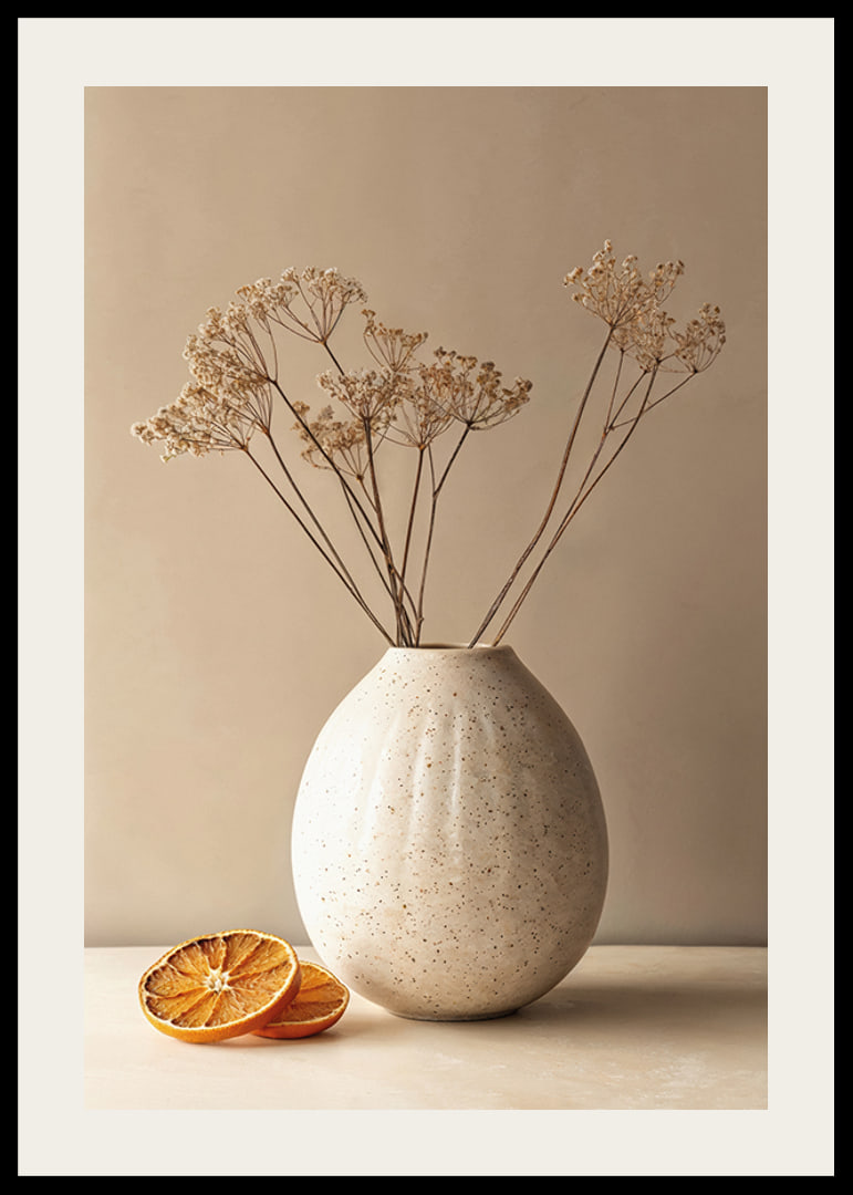Poster with a rustic vase of dried flowers-12