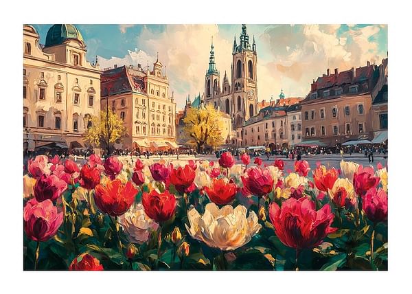 Poster Golden Towers And Tulip Fields