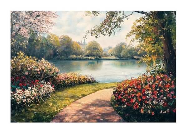 Poster A Floral Paradise By The Lake