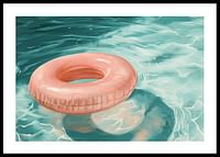 A poster featuring a soft pink-toned swim ring floating on crystal clear water-0