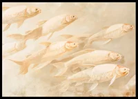 A poster with soft, golden fish in motion, creating a sense of calm and balance.-6