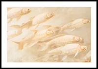 A poster with soft, golden fish in motion, creating a sense of calm and balance.-0