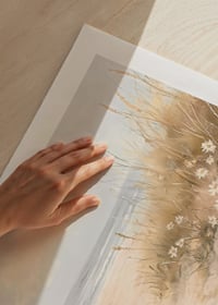 A poster of a sandy path leading through blooming dunes to the Pacific Ocean-9